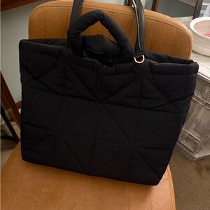 A New Day - Black Quilted Tote Bag